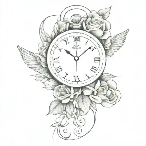 Reloj Del Tiempo Con Alas Rosas Y Color