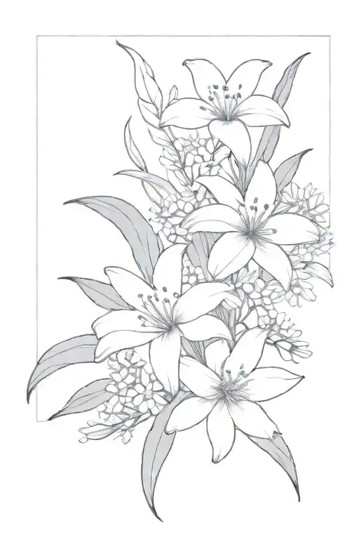 Flowers Tattoo With Lily Of The Valleys And Daisies Plus Some Greenery