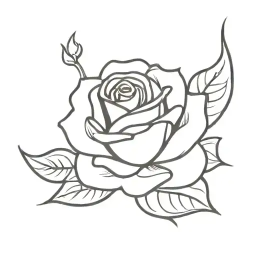 A Minimalist Tattoo Design Of A Vibrant Rose Growing Out Of A Bird's Wing