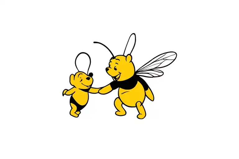 Maya Bee With Winnie The Pooh Holding Hands