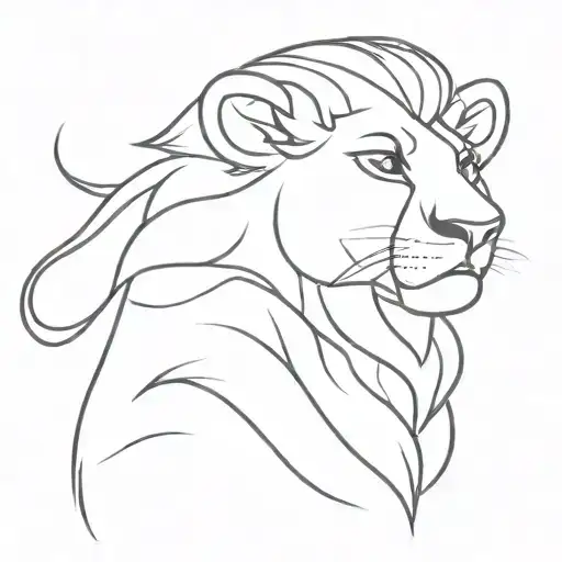 Lion King Simba Fine Line Elegant Tattoo Design Inspired