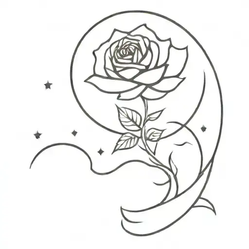 Moon And Ocean And Rose