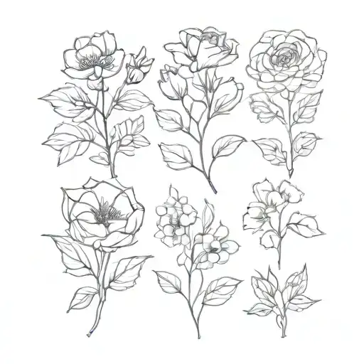 Stem Birth Flower March And February And September And December Bouquet Fine Line