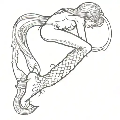 Mermaid Drowning In Boots With Hand Rock Sign Out Of The Boot
