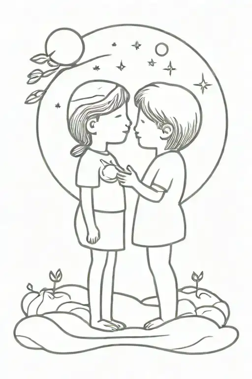 Moon Little Stone As Boy And Girl