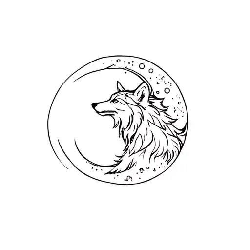 Wolf With Moon And Back