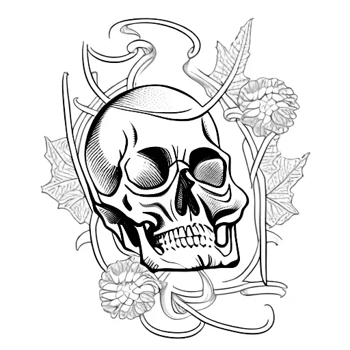 Skull Anatomical With Memento Mori In A Scroll