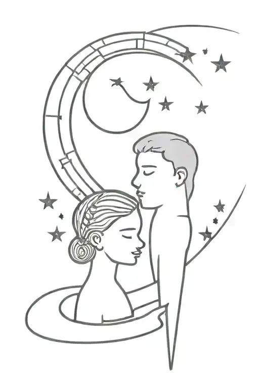 Moon Little Stone As Boy And Girl