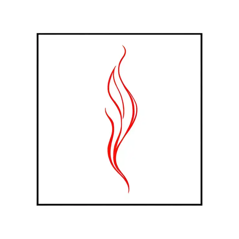 Red Minimal Line Art Flame With A Slightly Offset Duplicate