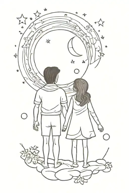 Moon Little Stone As Boy And Girl