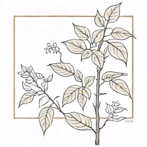 Coffee Plant With Stem And Thin Foliage