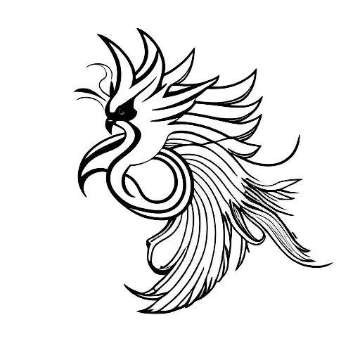 A Minimalist Tattoo Of A Car Key Transforming Into A Pheonix Bird