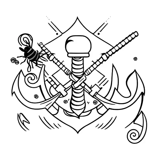 Anchor With A Bee And A Wrench
