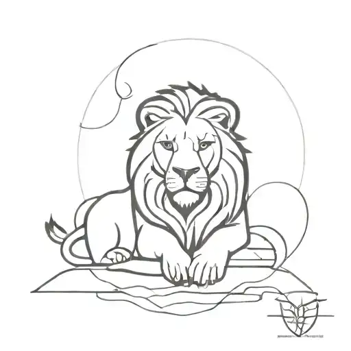 A Minimalist Design Of A Lion And Owl Intertwined To Symbolize Strength And Wisdom