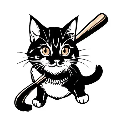 Cat Playing Baseball