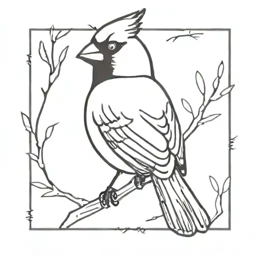 Cardinal Outline Inside Of A Stamp