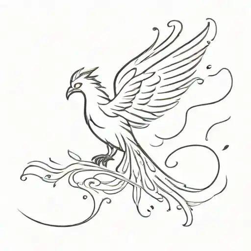 Phoenix With Outstretched Wings Of Rain