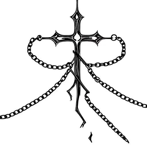 Broken Chain With A Gothic Cross In The Middle Of The Broken Chain
