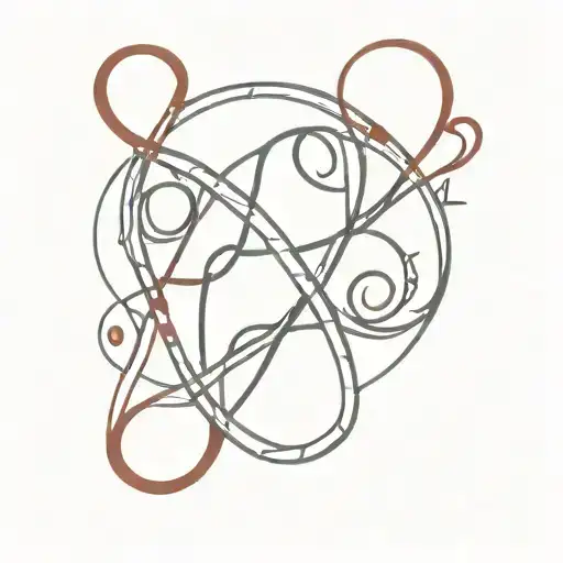 A Red Color Tattoo Mixture Of Dna And Triskelion