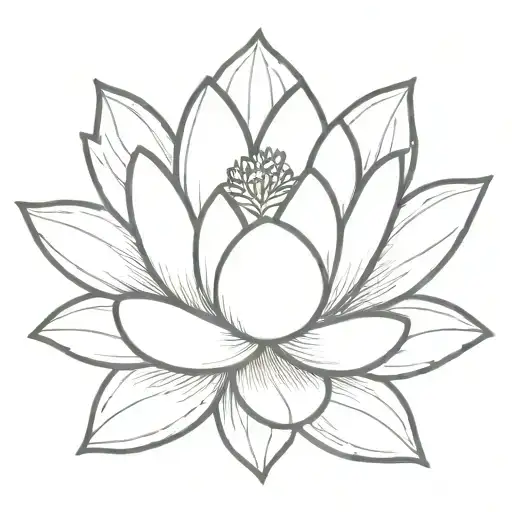 Lotus Flower With Line