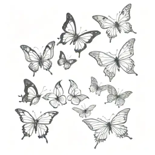 Line Of Butterflies From Shoulder To Bicep