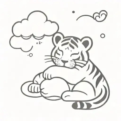 A Cute Little Tiger Fell Asleep Hugging A Cloud