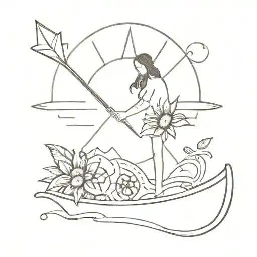 Sunflower Minimalist Tatto Wave Arrow Boat Waves Pizza Girl