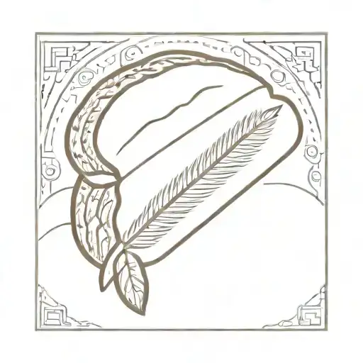 A Minimalist Tattoo Of A Loaf Of Bread With Pomo Native American Patterns Incorporated
