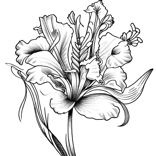 One Single Continuous Line Gladiolus Flower