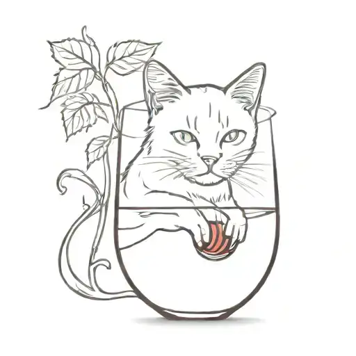 Cat In A Glass Of Wine