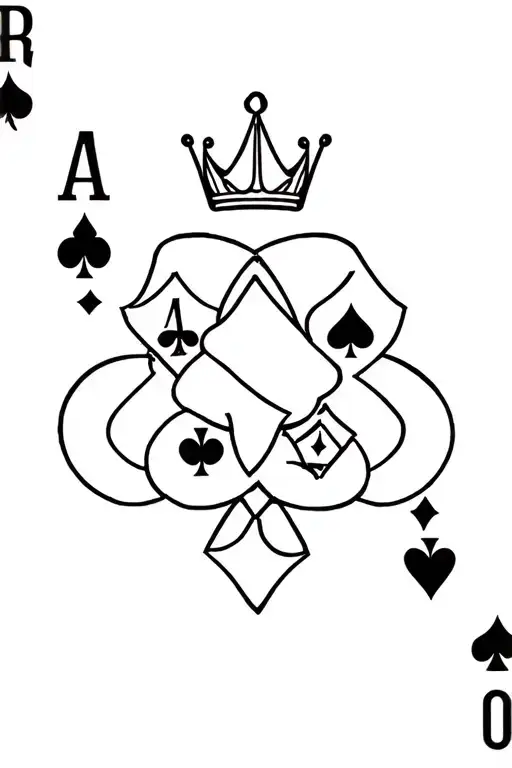 Make Me A Small Tattoo Joker With Crown With Ace Of Spades And Cubes