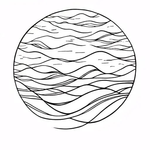 Fine Line Tattoo Waves Crashing In The Background