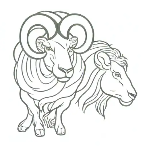 The Silhouette Of A Ram And A Lion Facing Each Other