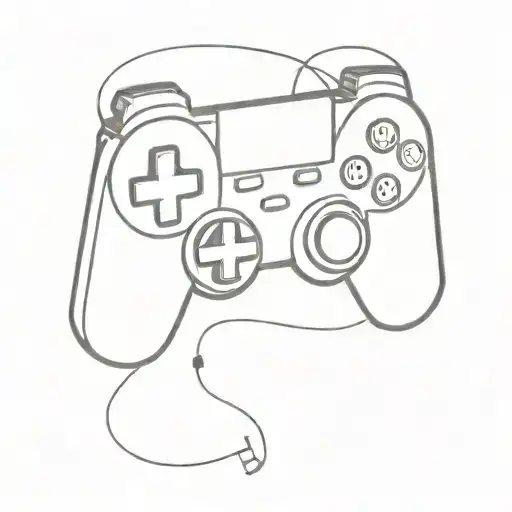 A Minimalist Tattoo Design Of A Coffee Cup With Gaming Controller Handles