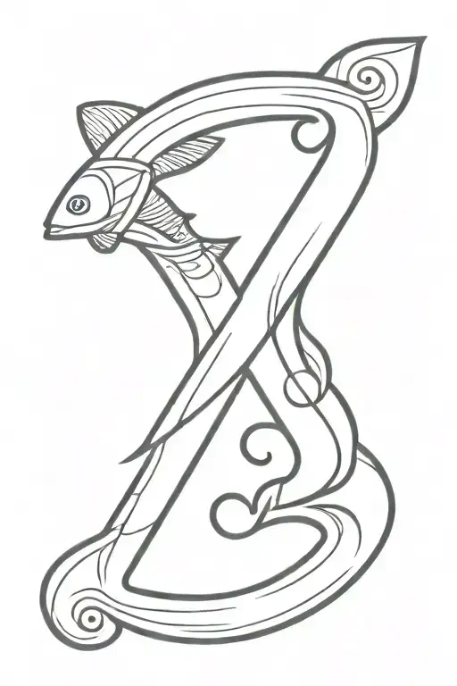 Jg Initials With A Dart Board Hitting Number 13 And A Fish Hook