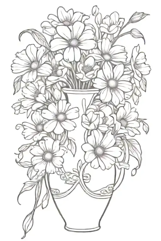 Daisy And Sweet Pea Bouquet In A Roman Amphora Vase