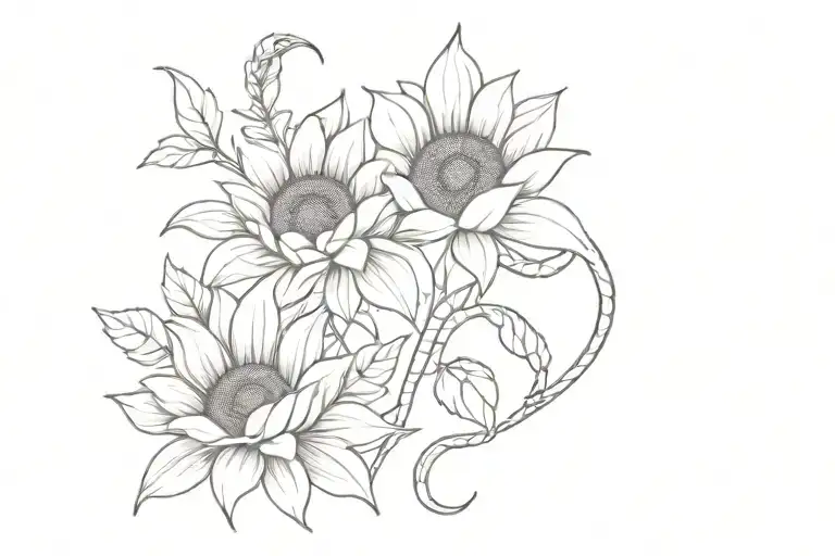 Snake And Sunflowers Wrapped