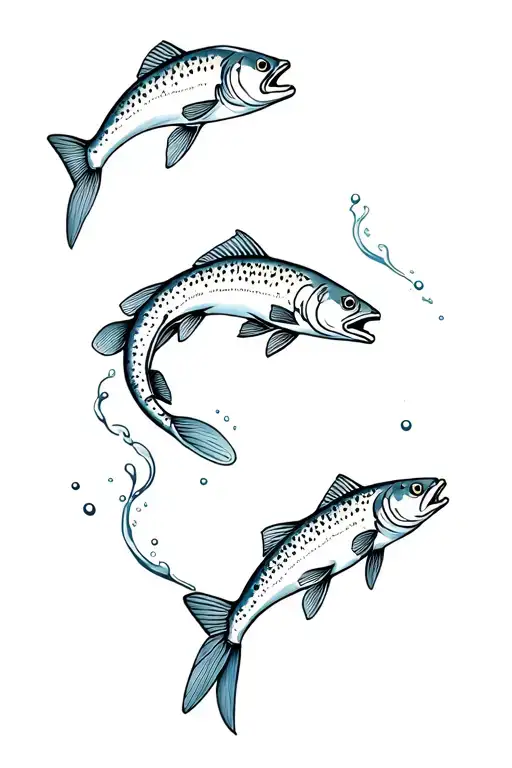 Three Trout Swimming Underwater