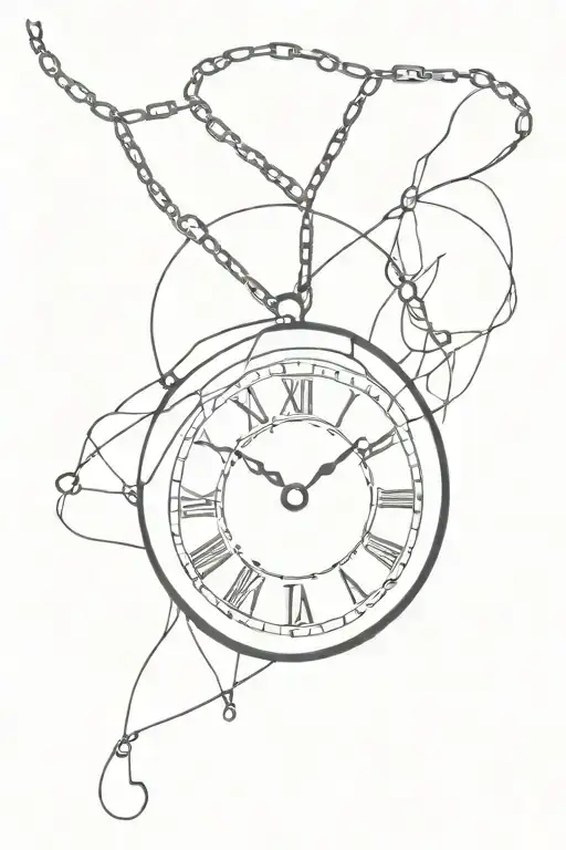 Broken Clock Face And Dainty Chain