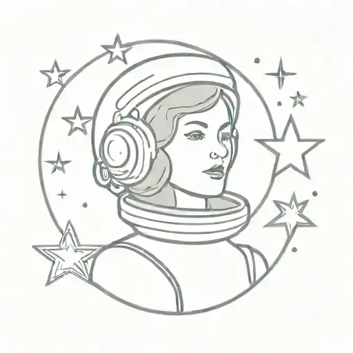 Nurse With A Space Helmet And Stars In The Background