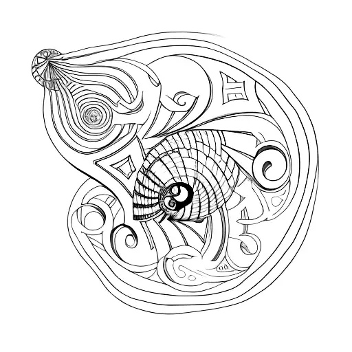 A Minimalist Design Of A Seashell With The Word 'Thalassophile'