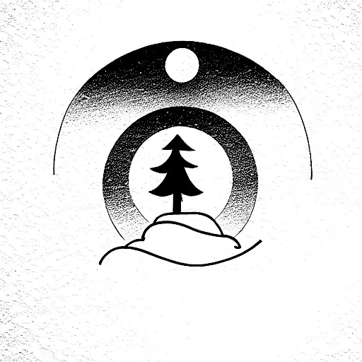 Solitary Figure In Mountain Top Surrounded By Halo Of Light