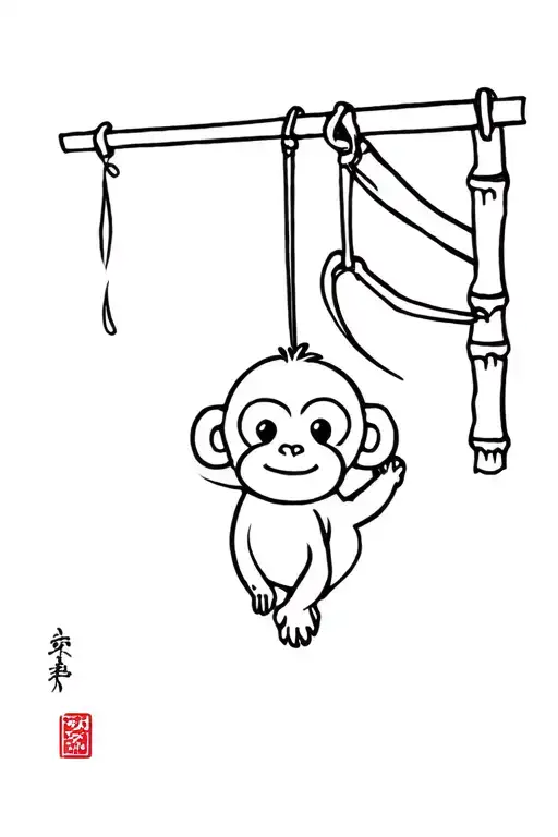 The Kiki Monkey Hang On A Bamboo Rod