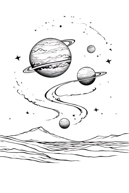 Biblical Creation Story With Planets Flowing Into The Garden Of Eden