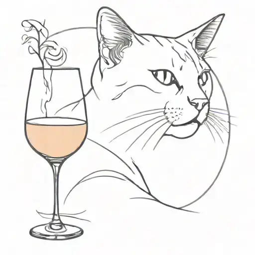 Cat With Glass Of Wine