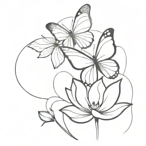 Butterfly And Lotus Together