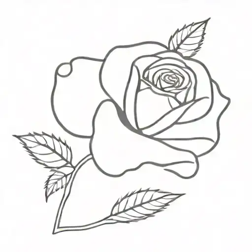 Rose With Stem And A Spot For Names And Date Surrounded By Lines