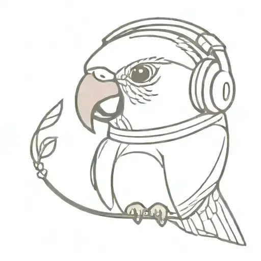 Monk Parakeet Flying Bird With Headphones