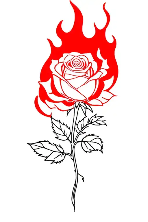 Rose With Fire At The Top
