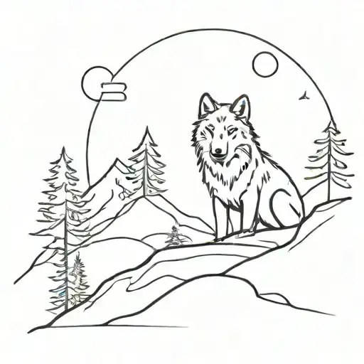 Wolf And A Man In Mountain